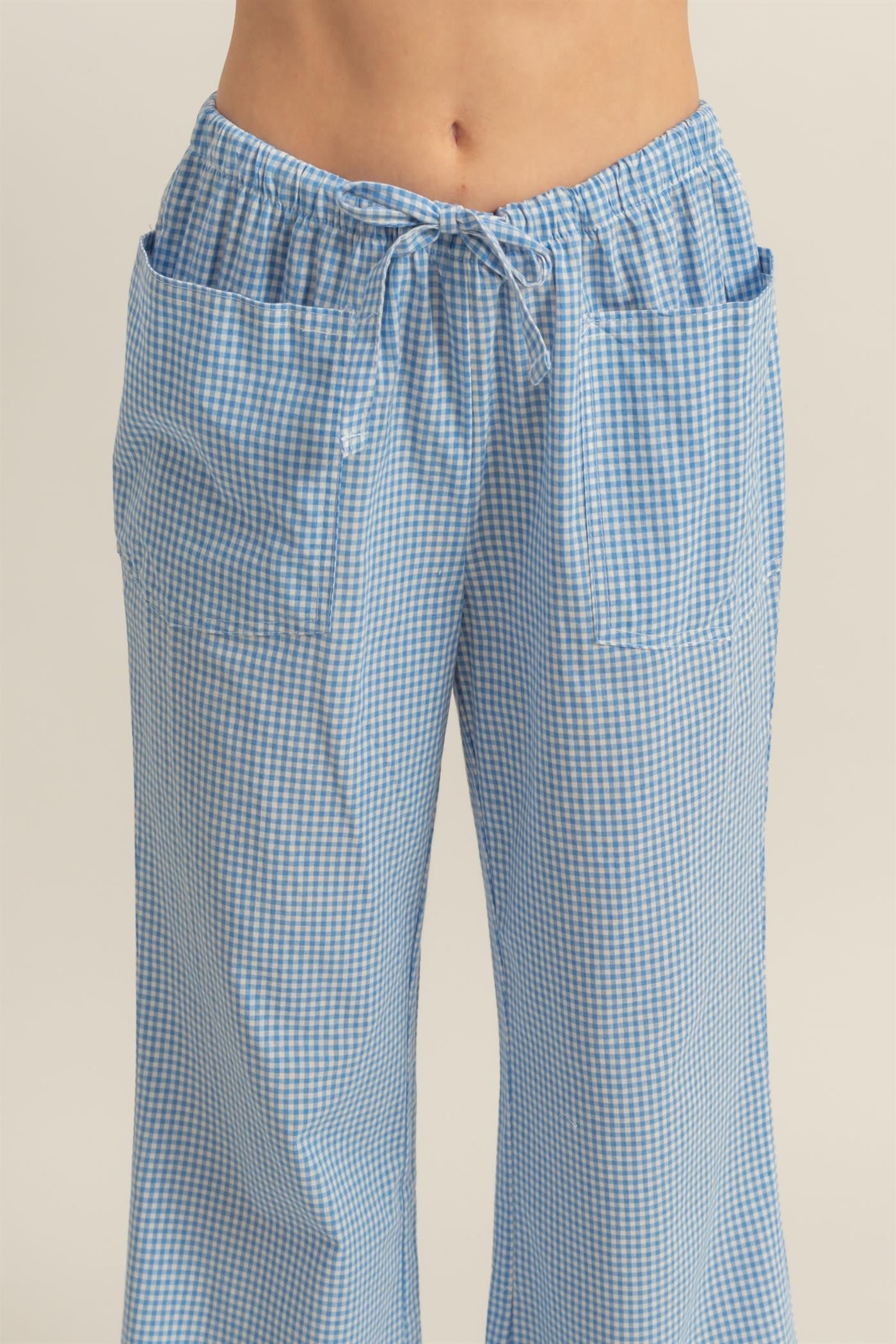 Gingham Drawstring pant